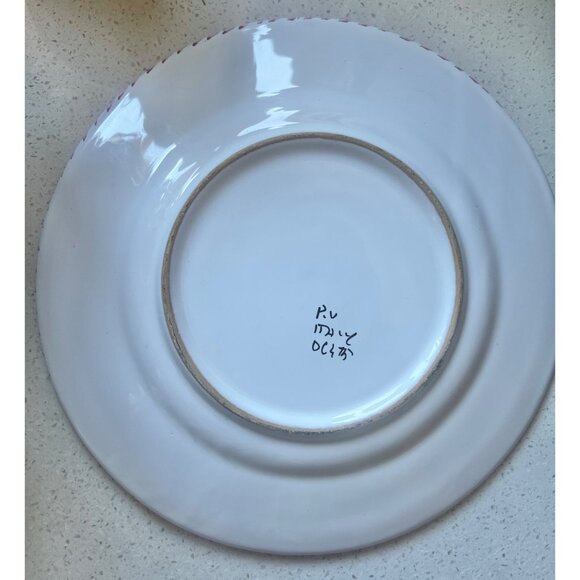 Deruta Hand-Painted Ceramic Orvieto Singing Rooster Plate Italy 10" D Red White - Picture 6 of 7